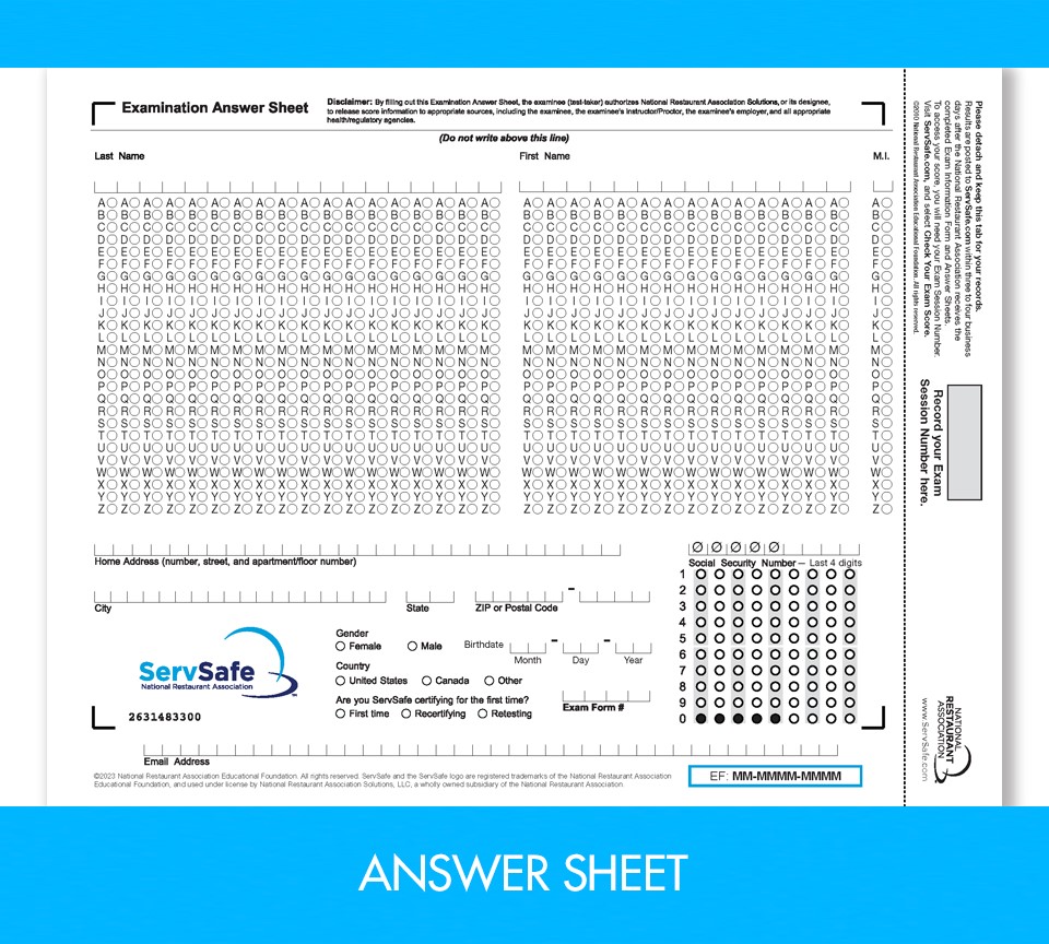 ServSafe Manager Exam (Answer Sheet) 25 Pack